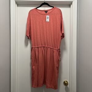 NEW Torrid 1X Faded Rose Mini Dress w/ Pockets Drawstring Waist T Shirt Dress